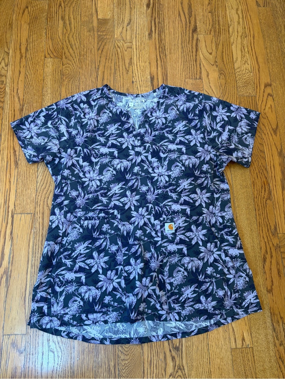 Carhartt Floral Work Shirt in Dark Blue and Light Purple